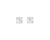 A pair of white gold stud earrings, each featuring a brilliant-cut diamond held in a classic four-prong setting, presented against a dark, transparent checkerboard background.