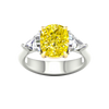 Soleil 4 Carat Elongated Cushion Canary Trilogy Engagement Ring