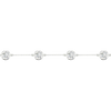 A close-up side view of a 14K white gold bracelet, showing a series of bezel-set diamonds connected by a delicate chain.
