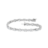 Front view of an oval-cut diamond tennis bracelet in white gold, featuring a continuous row of oval diamonds set in a sleek, articulated design.