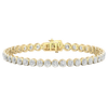 A full top-down view of a 14K yellow gold tennis bracelet, coiled to show the seamless circle of brilliant diamonds.