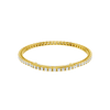 Angled view of the 14K yellow  gold Round Diamond Tennis Bracelet, coiled to showcase the continuous line of lab grown diamonds.