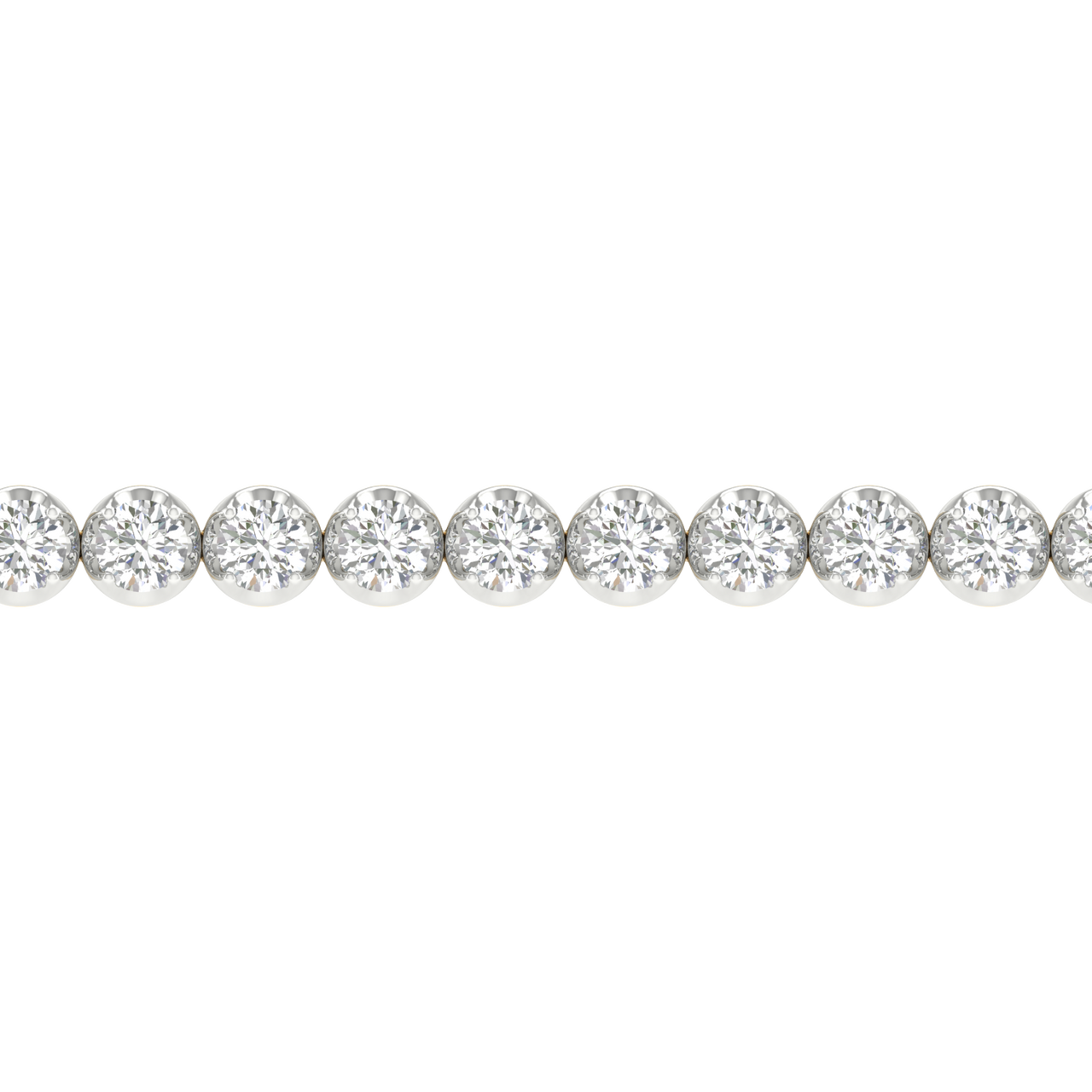 A close-up view of the 14K yellow gold cup set F VS diamond bracelet, detailing the brilliance of the stones and setting.