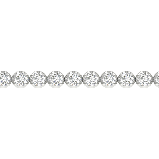 A close-up view of the 14K white gold cup set F VS diamond bracelet, detailing the brilliance of the stones and setting.