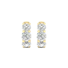 A pair of 14K yellow gold huggie hoop earrings with two parallel rows of diamonds, shown from the front.
