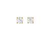 Front view in yellow 14K gold of Amorati Diamonds 1.0 cttw bold power round solitaire diamond stud earrings featuring brilliant-cut diamonds secured in a classic four-prong setting.