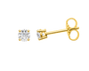 Side view in yellow 14K gold of Amorati Diamonds 1.0 cttw bold power round diamond stud earrings highlighting diamond brilliance, prong detail, and polished metal finish.