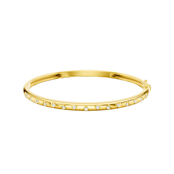 A sleek, high-polish 14k yellow gold bangle from the Amorati Fourteen Collection, featuring scattered star insets with shimmering round lab-grown diamonds.