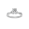 A top view of the 14K white gold Amorati Vignette Radiant Diamond Band Solitaire
