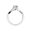 A side profile view of the 14K white gold Amorati Vignette Radiant Diamond Band Solitaire