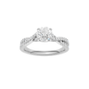 A top view of the 14K white gold Amorati Vignette Round Diamond Band Solitaire