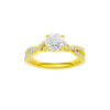 A top view of the 14K yellow gold Amorati Vignette Round Diamond Band Solitaire