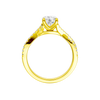 A side profile view of the 14K yellow gold Amorati Vignette Round Diamond Band Solitaire