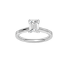A front view of the Emerald cut diamond engagement ring in platinum with a plain band and solitaire setting