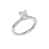 An angled view of the Emerald cut diamond engagement ring in platinum with a plain band and solitaire setting