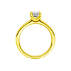 A profile view of the Emerald cut diamond engagement ring in 14k yellow gold with a plain band and solitaire setting