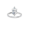 A three-quarter view of the Marquise cut diamond engagement ring in platinum with a plain band and solitaire setting