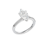 A front view of the Marquise cut diamond engagement ring in platinum with a plain band and solitaire setting