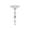 A side view of the Marquise cut diamond engagement ring in 14k white gold with a plain band and solitaire setting