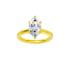 A front view of the Marquise cut diamond engagement ring in 14k yellow gold with a plain band and solitaire setting