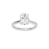 A front view of the Oval cut diamond engagement ring in 14k white gold with a plain band and solitaire setting