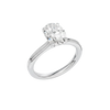A three-quarter view of the Oval cut diamond engagement ring in platinum with a plain band and solitaire setting