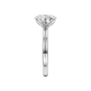 A side view of the Oval cut diamond engagement ring in platinum with a plain band and solitaire setting