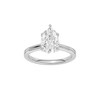 A front view of the Pear cut diamond engagement ring in platinum with a plain band and solitaire setting