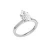 An angled view of the Pear cut diamond engagement ring in 14k white gold with a plain band and solitaire setting
