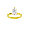 A front view of the Pear cut diamond engagement ring in 14k yellow gold with a plain band and solitaire setting