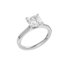 A three-quarter view of the Princess cut diamond engagement ring in 14k white gold with a plain band and solitaire setting