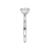 A side view of the Princess cut diamond engagement ring in 14k white gold with a plain band and solitaire setting