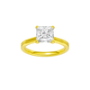 A front view of the Princess cut diamond engagement ring in 14k yellow gold with a plain band and solitaire setting