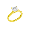 A three-quarter view of the Princess cut diamond engagement ring in 14k yellow gold with a plain band and solitaire setting
