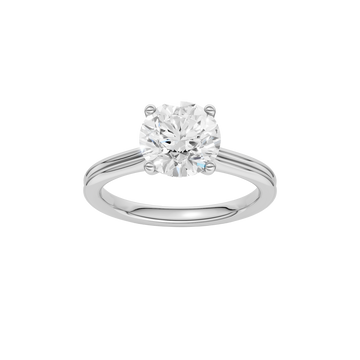 A front view of the Round cut diamond engagement ring in 14k white gold with a plain band and solitaire setting