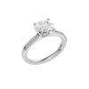 A three-quarter view of the Round cut diamond engagement ring in 14k white gold with a plain band and solitaire setting