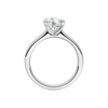 A profile view of the Round cut diamond engagement ring in 14k white gold with a plain band and solitaire setting
