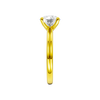 A side view of the Round cut diamond engagement ring in 14k yellow gold with a plain band and solitaire setting