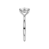Side view of the Elongated cushion cut diamond engagement ring in 14k white gold with a plain band and solitaire setting