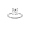 Front view of the Elongated cushion cut diamond engagement ring in 14k white gold with a plain band and solitaire setting