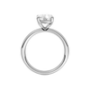 Profile view of the Elongated cushion cut diamond engagement ring in platinum with a plain band and solitaire setting