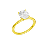 Angled view of the Elongated cushion cut diamond engagement ring in 14k white gold with a plain band and solitaire setting
