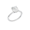 A three-quarter view of the Elongated cushion cut diamond engagement ring in platinum with a plain band and solitaire setting