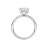 A profile view of the Emerald cut diamond engagement ring in platinum with a plain band and solitaire setting