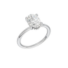 A three-quarter view of the Oval cut diamond engagement ring in 14k white gold with a plain band and solitaire setting