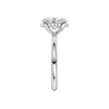 A side view of the Oval cut diamond engagement ring in 14k white gold with a plain band and solitaire setting