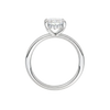 A profile view of the Oval cut diamond engagement ring in platinum with a plain band and solitaire setting