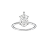 A front view of the Pear cut diamond engagement ring in 14k white gold with a plain band and solitaire setting