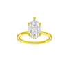 A front view of the Pear cut diamond engagement ring in 14k yellow gold with a plain band and solitaire setting