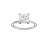 A front view of the Princess cut diamond engagement ring in 14k white gold with a plain band and solitaire setting